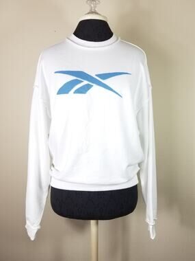 REEBOK Women's Pullover Sweater Sweatshirt White Blue Size Small New w Tag